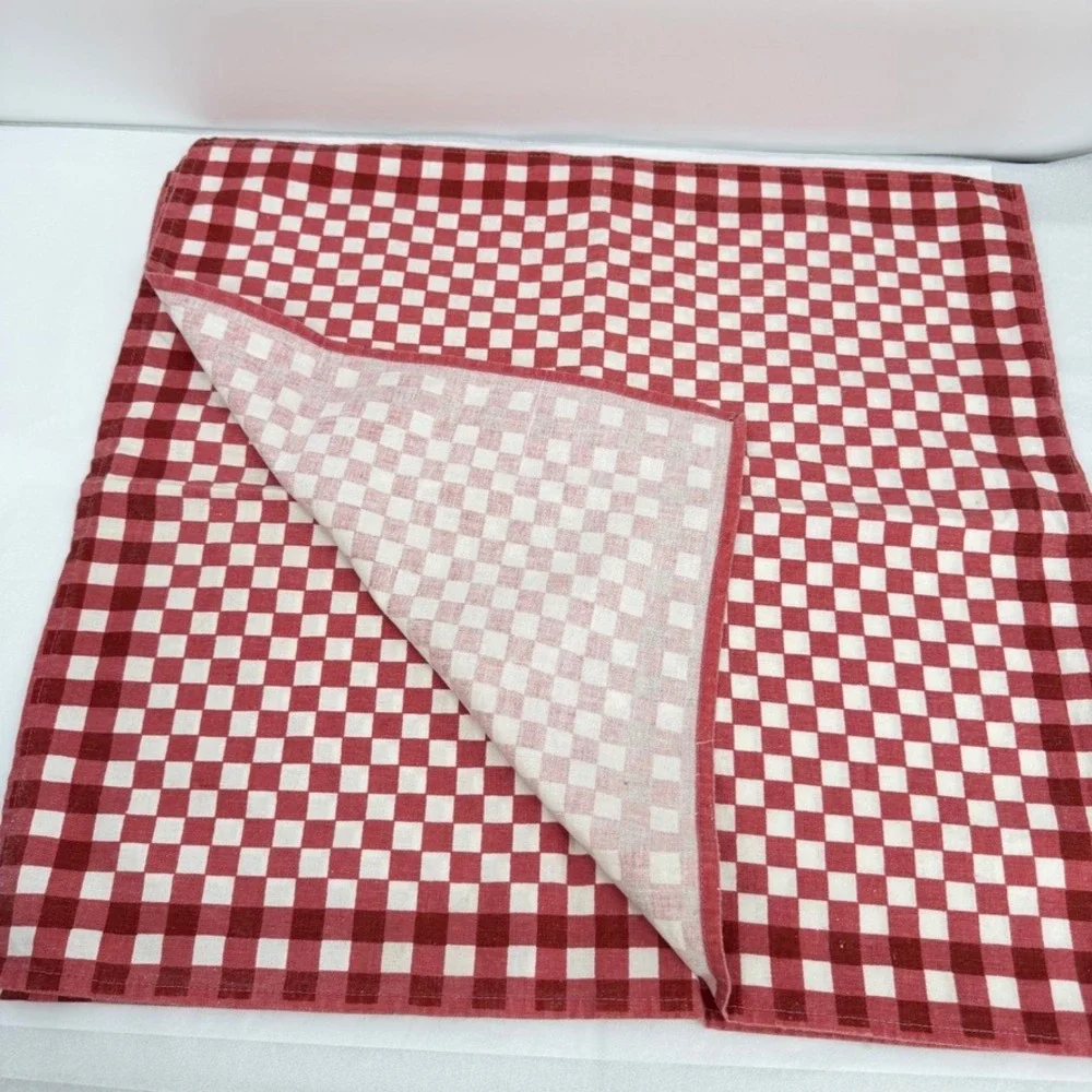 Surface Place Cloth Napkins Red White Checkered Gingham 1992 Dining Set VTG